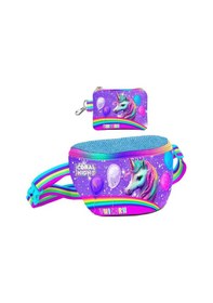 Resim Coral High Kız Çocuk Mor Simli Unicorn Desenli Bel Çantası Ve Bozuk Para Cüzdanı Set Çok Renkli 