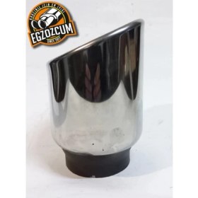 Resim Egzozcum 90 Mm. Paslanmaz Krom Içi Boş Önü Kesik Yuvarlak Tekli Egzoz Eksoz Ucu 