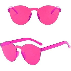 Resim Sert Mika Oval Şekilli Çerçevesiz Fuşya Gözlük Retro Parti 5x14 Cm 1 