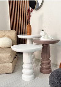 Resim AYLESA Ahşap 3’lü Set Mantar Yan Sehpa Modern Renkli Fiskos Zigon Çiçeklik 