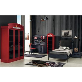 Resim Bubuhome Pallondon Genç Odası Takımı Antrasit ( Dolap + Karyola + Komodin + Çalışma Masası + Kitaplık ) 