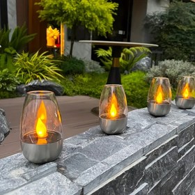 Resim 6 adet Güneş Paslanmaz Çelik Mum Işıkları, Sıcak Parıltılı Dekoratif Alevsiz Mumlar, Işık Kontrolü Anahtarı, Dış Mekan Bahçesi, Doğum Günü Parti Dekorasyonu, Noel ve Cadılar Bayramı Hediyeleri için kullanılabilir 