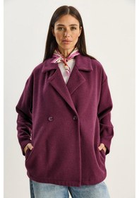 Resim Shade Kadın Kruvaze Yaka Cep Detaylı Kaşe Blazer Ceket 60283757 - Mor 