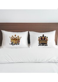 Resim Bk Gift Kişiye Özel Sevgili Tasarımlı Pamuklu 2 Li Yastık Kılıfı Seti-3 50x70cm , Sevgiliye , Ev si, Tasarım Ev Tekstili 