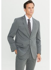 Resim AC&Co / Altınyıldız Classics Erkek Grı Slim Fit Dar Kesim Mono Yaka Takım Elbise Gri 
