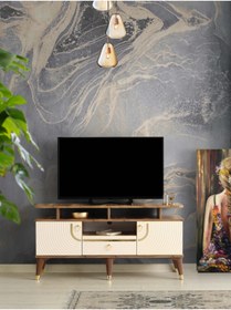 Resim Venüs 130 Cm Art Raflı Tv Sehpası Pasifik Ceviz - Krem 