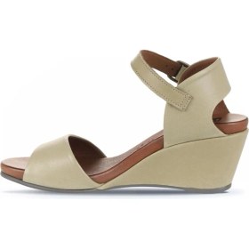 Resim Bueno Shoes Haki Deri Kadın Dolgu Topuklu Sandalet 01WJ1503 01WJ1503 