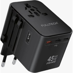 Resim Fulltech Universal Seyahat Priz Dönüştürücü Adaptör, 45W Şarj Cihazı, 2x USB Girişi, 3x Type-C Girişi, Uluslararası Güç Adaptörü, Tr, Us, Uk, 