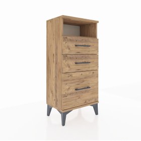 Resim Arges Komodin Tek Raflı 3 Çekmeceli 44x30x96 - Çam / Aytaşı 