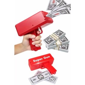 Resim Fta Ticaret Para Saçma Tabancası Kırmızı Para Fırlatma Oyuncağı Parti Eğlencesi 