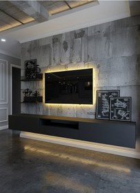 Resim Resital Ledli Duvara Monte Tv Sehpası - Antrasit - W6019-4 Antrasit 