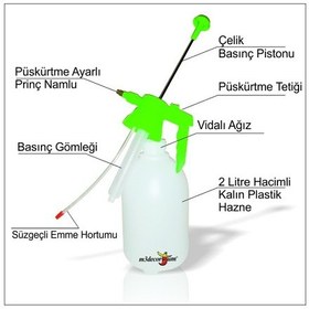 Resim 2 Litrelk Pistonlu Basınçlı Tetikli Dezenfektan Pompası Tabancası 