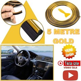 Resim Oto Trim Araç Dekorasyon Şeridi Kauçuk Elastik Şerit Gold Renk 