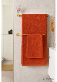 Resim Banyo & Yüz Havlusu Seti %100 Pamuk 90x150 + 50x90 Cm Amorivy Kiremit 