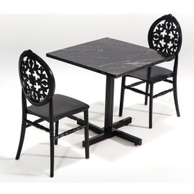 Resim Siyah Tango Mermer Desen Venüs Mutfak Masa Takımı 