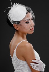 Resim Vintage Fransız Stil Nikah Şapkası – Fileli ve İnci Detaylı Vualet 