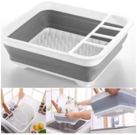 Resim Katlanır Silikon Bulaşık Sepeti Bulaşıklık Tabaklık Akardiyon 
