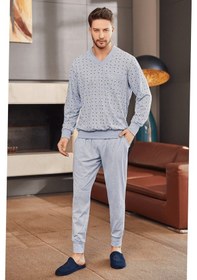 Resim Mecit Pijama By Mecit 2757 Mavi Büyük Beden Erkek Pijama Takımı Mavi 