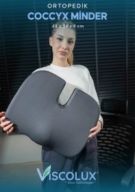 Resim Coccyx Ortopedik Oturma Minderi - Visco Kuyruk Sokumu Minderi Hemeroid Füme 44x36x9,5 