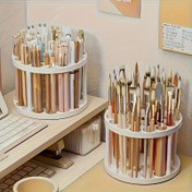 Resim 360° Dönen Boya Fırçası Tutucu - Polished Finish, Seramik Kaplamalı Plastik Eklemlerle Sanat Fırçaları, Kalemler, Makyaj Araçları İçin Alan Tasarrufu Sağlayan Beyaz Masaüstü Düzenleyici - Ev veya Ofis İçin Zarif Tasarım, Ofis Masa Aksesuarı | Modern Beyaz Düzenleyici | Polished Finish, Boya Fırçası 