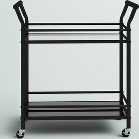 Resim Robin Siyah Metal&cam Servis Arabası 