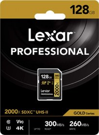 Resim Lexar 128GB 2000X 300mb/sn UHS-II SDXC Hafıza Kartı 