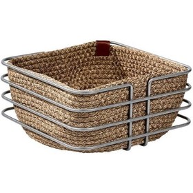 Resim Edora Home Gümüş Paslanmaz Oval Köşeli Kare Ekmek Sepeti Makrome - Çok Amaçlı Metal Gümüş 