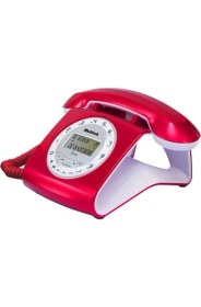 Resim Multitek Retro Özel Tasarımlı Kablolu Siyah veya Kırmızı Masa Üstü Telefon 