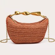 Resim Kadınlar İçin Vintage Dokuma Çanta - Şık Fermuarlı Crossbody Clutch, Dayanıklı Naylon Yapı - Kahve Rengi Günlük ve Resmi Etkinlikler İçin - Retro Tasarım Çantası, Moda İfadeli Detaylar, Premium Kalite, Omuz Çantası, Stil Bilincine Sahip Kadınlar 