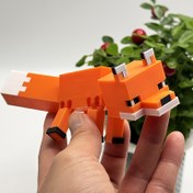 Resim 3D Baskılı Artiküle Tilki Figürü - Turuncu ve Beyaz Piksel Sanat Tasarımı, Dinamik Duruşlar İçin Hareketli Eklem, Dayanıklı Plastik Noel Ev Dekoru ve Yaratıcı Tatil Hediyesi, Eğlenceli Tasarım, Detaylı Dokulu 