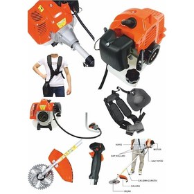 Resim Böhrer Profesyonel Yan Tipi Benzinli Ot Çalı Çim Biçme Makinesi Tırpan Kırmızı 