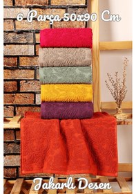 Resim Mira Home 6 Lı El Yüz Jakarlı Havlu Seti Doku Desen Çok Renkli 