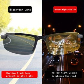 Resim Çift Lensli Gece Görüşü Sürüş Gözlükleri - PC Polikarbonat Çerçeve, Reçetesiz, Gündüz ve Gece Kullanımı İçin Üniseks, Yol Güvenliği için Artırılmış Netlik, Gece Görüş Gözlükleri | Duallens Gözlükler | Hafif Gözlükler 