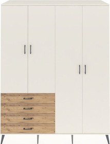 Resim Kronos Gardrop 6 Raflı 4 Çekmeceli Tek Askılı 176x59x221 Aytaşı-aytaşı/çam Aytaşı/çam 