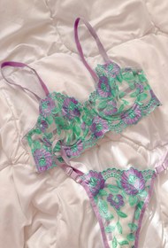 Resim Ariel Renkli Çiçekli Balenli Balkonet Sütyen Takımı Çok Renkli - Çok Renkli / 75D / Standart 