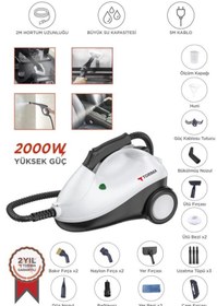 Resim Torima Buharlı Temizleyici Halı Koltuk Cam Zemin ve Mutfak Temizleme Buhar Makinesi TSC01 Siyah 