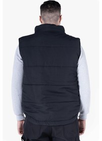 Resim Elyaf Dolgulu Dik Yakalı Yelek Siyah 