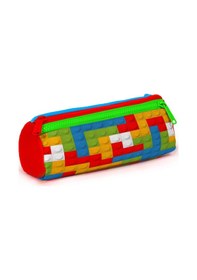 Resim Coral High Kids Renkli Blok Desenli Üç Bölmeli Kalem Çantası 22091 Kırmızı 