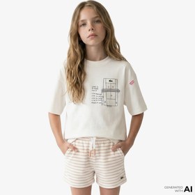 Resim Lacoste Heavy Cotton Print Çocuk Beyaz T-Shirt 