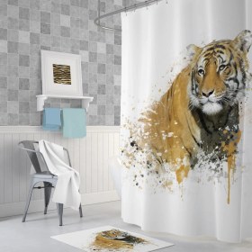 Resim Zethome Tropik Tiger Banyo Duş Perdesi Tek Kanat 1 x 180 x 200 cm 