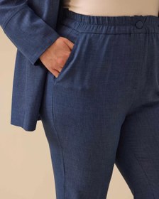 Resim Gala-xi Minimalist Yüksek Bel Regular Fit Keten Kadın Pantolon - Günlük - Mavi / 44 