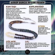 Resim OSMANLI DOĞAL TAŞ Akrep Burcu 99'luk Tesbih Obsidyen-kan Taşı -ametist-lal-labradorit-kaplan Gözü-unakit-turmalin 