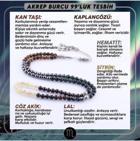 Resim OSMANLI DOĞAL TAŞ Akrep Burcu 99'luk Tesbih Obsidyen-kan Taşı -ametist-lal-labradorit-kaplan Gözü-unakit-turmalin 