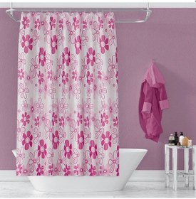 Resim Banyo Perdesi 2224 2x100x200, Perde Borusu Askı Aparatı Köşe Boru Beyaz Hediyeli, Duş Perdesi Seti Çok Renkli 