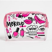Resim Şeffaf Makyaj Çantası Pembe Öpücük 