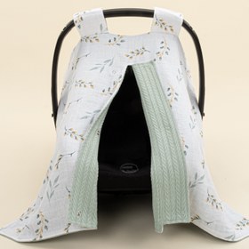 Resim Puset Örtüsü - Çift Taraflı - Mint Örgü - Yapraklar 