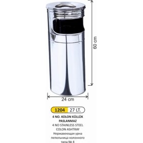Resim Arı Metal Kolon Küllük Paslanmaz 4 No 1204 
