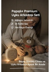 Resim Plus 33 Sesli Ağlama Sensörlü Beyaz Gürültü Cihazı Bebek Uyku Arkadaşı Ayıcık Bej 