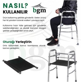 Resim BGM Oturaklı Yürüteç Walker Hasta Yürüteci Yüksek Kalite Katlanır Oturaklı Walker 