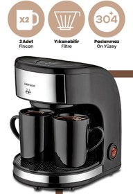 Resim GoldMaster Zinde Yıkanabilir ve Temizlenebilir Filtreli Çift Kupalı Filtre Kahve Makinesi 